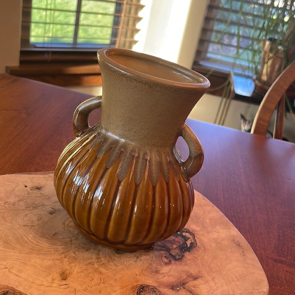 Vintage Napco Drip Glaze Double Handled Vase